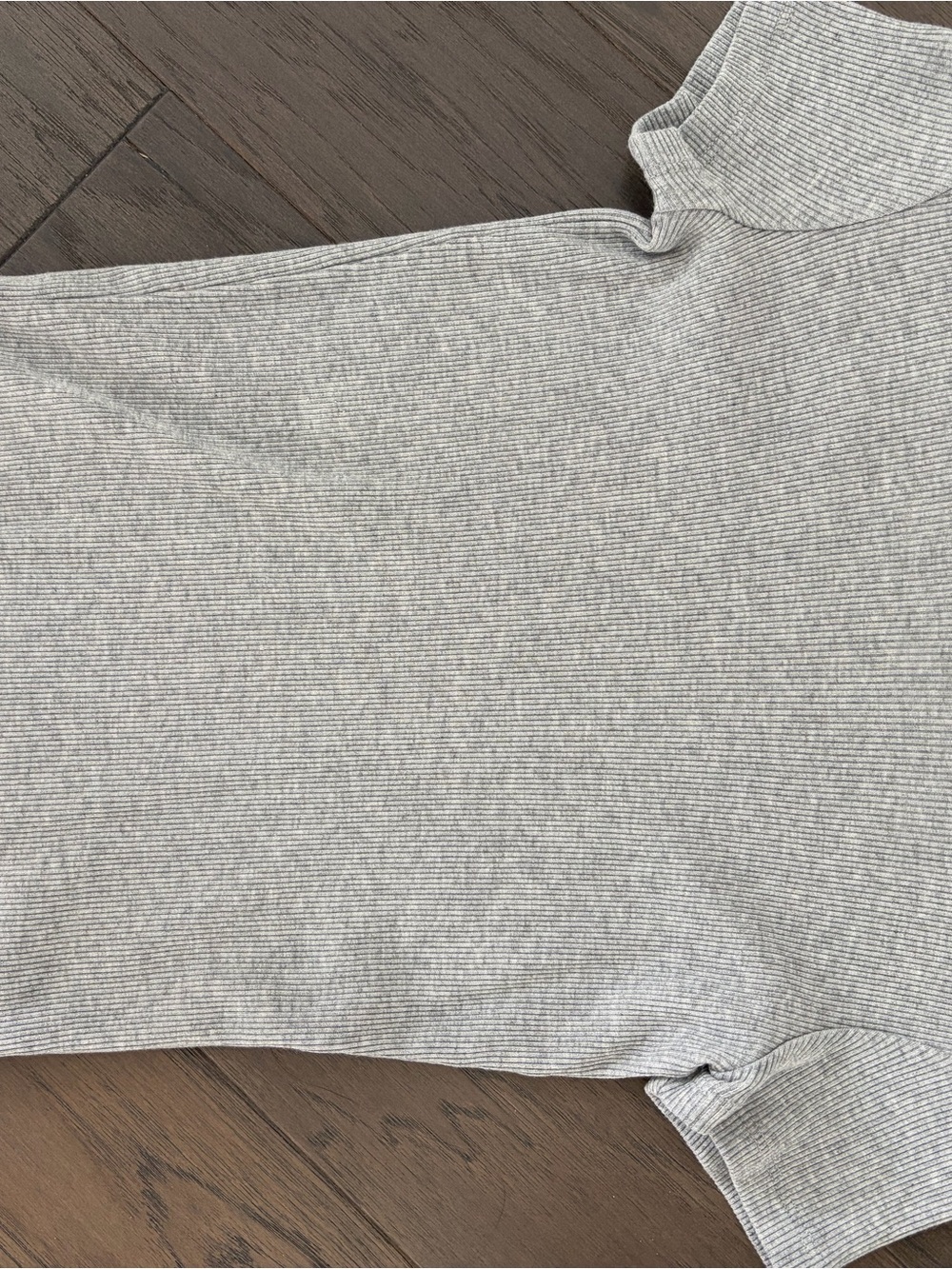 Theory Light Gray Ribbed Short Sleeve Top - Picture 3 of 3